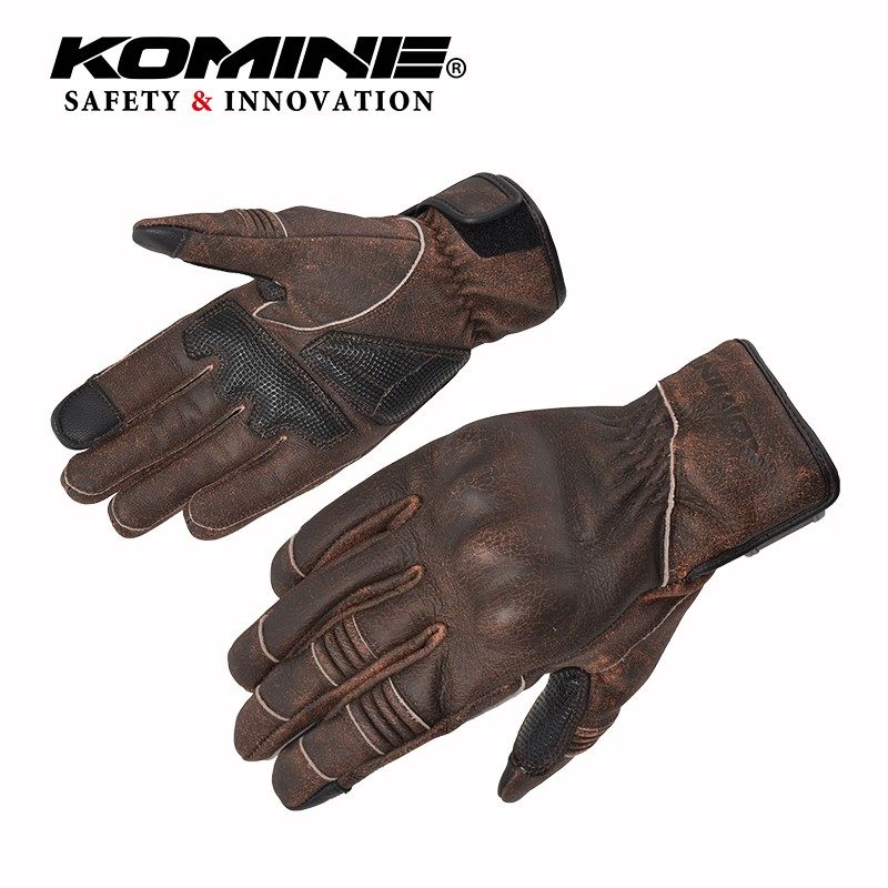komine spring autumn winter built in full cow leather anti-suede retro waterproof windproof riding gloves Ferris armor GK-848