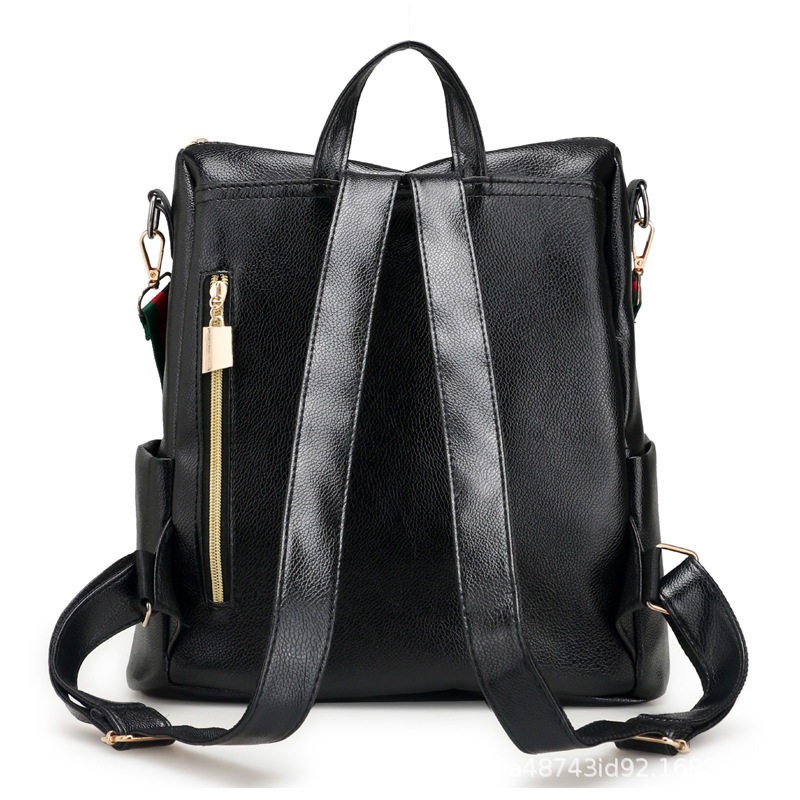 Capacious school bag with zipper, bag strap, polyurethane backpack, 2023 collection