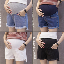 Pregnant womens pants spring and summer pregnant womens shorts and jeans 2021 new summer wear tide mom pregnant womens denim shorts