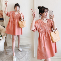 Pregnancy Woman Dress Summer 2021 New Tide Moms Medium Long blouses Loose National Wind Freshener Pregnant Women Summer Dress Dress