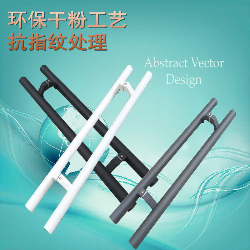 Thickened Stainless Steel Glass Door Handle Rose Gold Wood Door Handle Black Titanium Alloy Round Pipe Shop Door Pair Big Handle