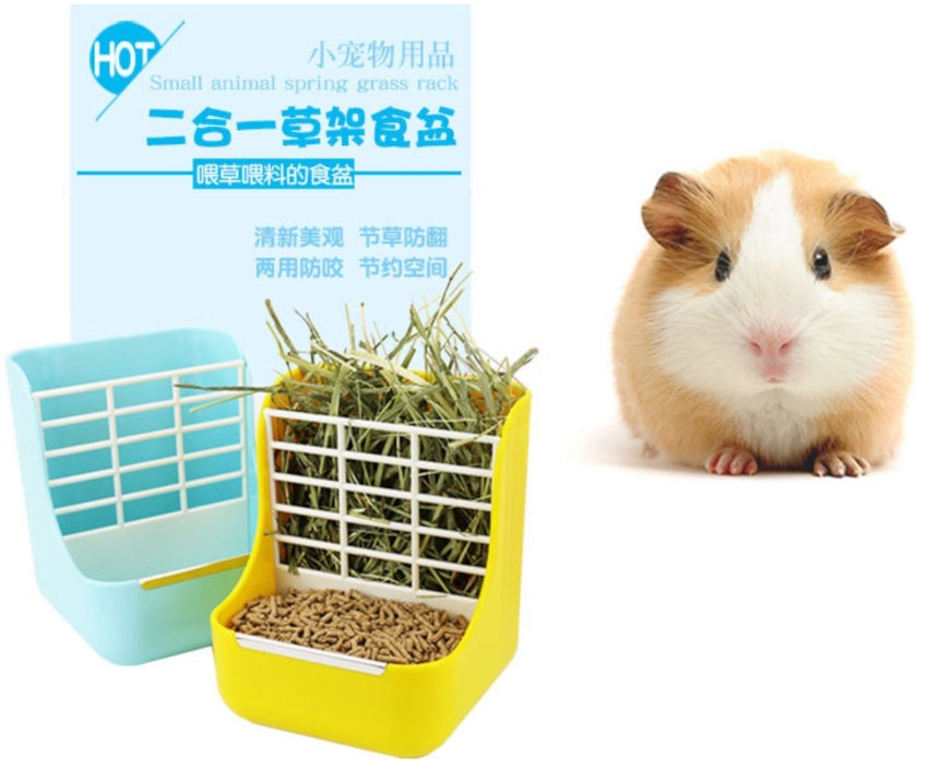 Quiet rabbit forage shelf Food box Food trough feeder Dutch pig Chinchilla feed bowl Fixed food bowl 2 in 1