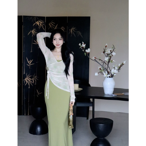 Дизайнерское платье, комплект, китайский стиль, облегающий крой