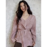 贰羊设计 Прозрачный крем, дизайнерский корсет, рубашка, V-образный вырез, тренд сезона