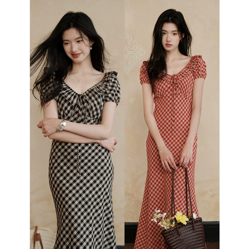 Дизайнерское платье, китайский стиль, из хлопка и льна, V-образный вырез