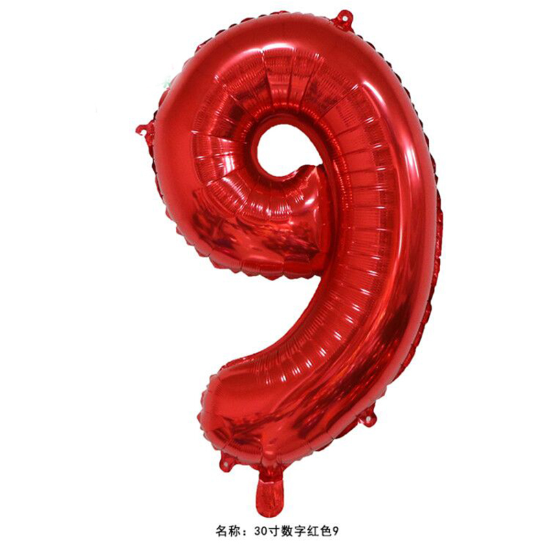 Ginger / 32 Inch Digital Red 932 inch aluminum foil number Gold Silver Black Gradients Optional Wedding marry arrangement 0 reach No.9 code Optional Aluminum film balloon