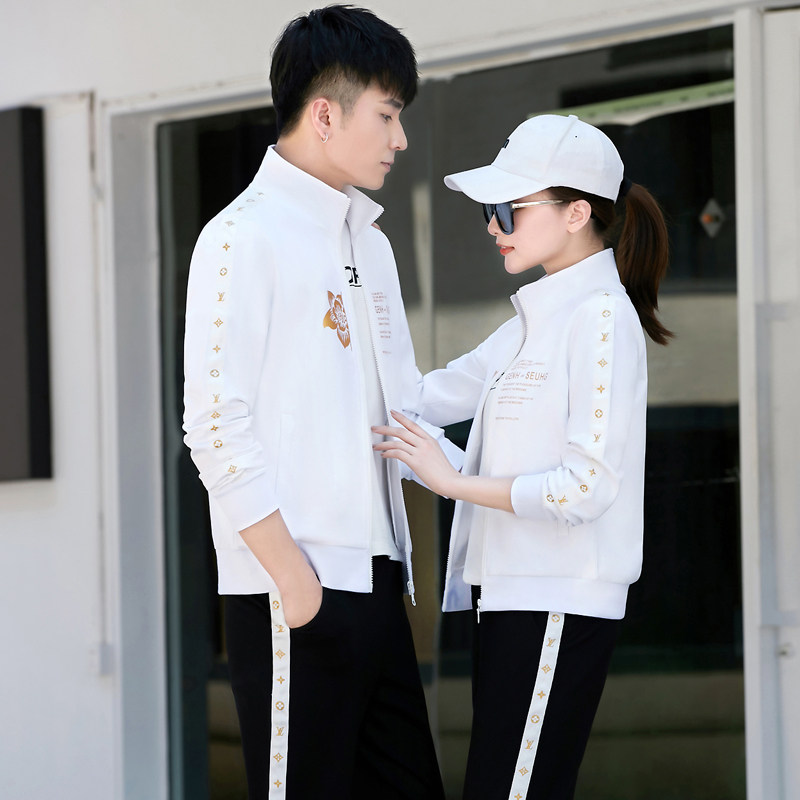 Jordano sportswear suit spring and autumn men's and women's fitness running clothes group purchase 361 cotton couple three-piece suit - Taobao