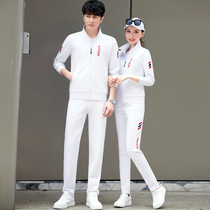361 Spring and Autumn Sports Suit Mens and Womens White Sweatshirt Jordano Cotton Couple Three-Piece Outdoor Running Suit