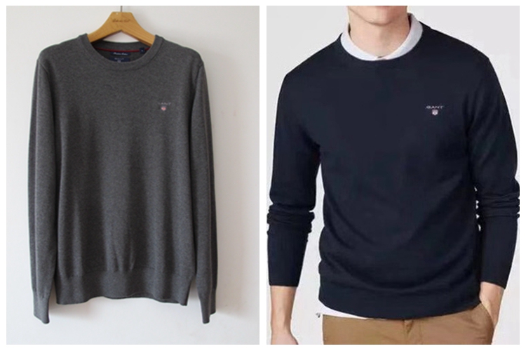 High-Quality Foreign Trade European and American Original Men's Crew Neck Pullover Sweater, Basic Style, Pure Cotton, Autumn and Winter, Plus Size