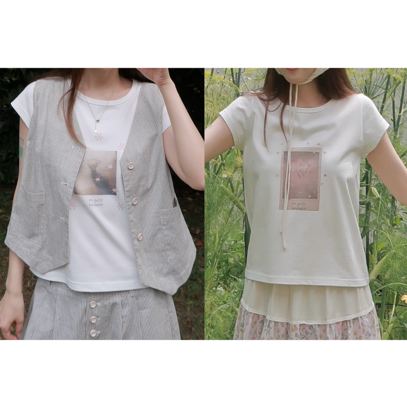 Nudepeach 26Ss June'Unpetitbonheur' Printed Short-Sleeved T-Shirt