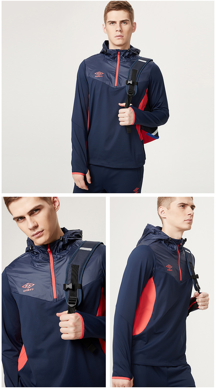 Umbro UMBRO nam mùa thu và mùa đông áo gió mới thể thao áo gió trùm đầu cộng với đồ thể thao nhung - Áo gió thể thao áo gió nam cao cấp