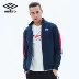 Umbro umbro mùa xuân và mùa thu nóng bỏng áo khoác thể thao nam sọc áo dài tay cổ áo cổ áo cardigan thể thao giản dị Áo khoác thể thao / áo khoác