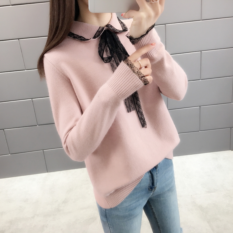 Autumn clothing 2022 new fake two blouses ladies sweaters Long sleeves loose Korean version of undershirt cardiovert jacket winter