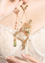 (In stock) Tianqinzhiyin original molded vintage harp necklace pendant