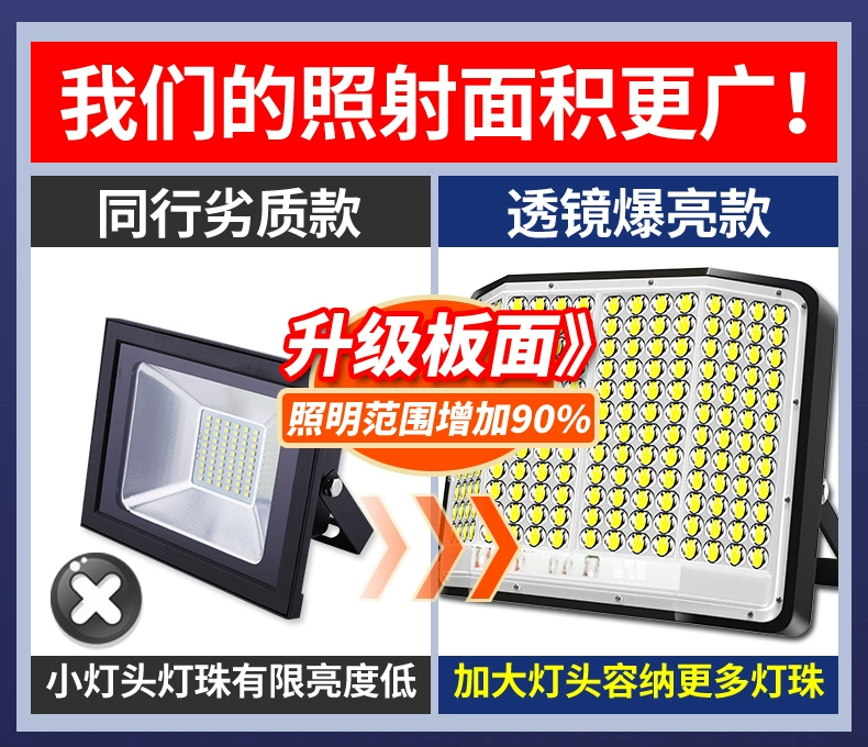 Đèn sân vườn năng lượng mặt trời nông thôn công suất cao siêu sáng bốn mặt đèn pha trong nhà ngoài trời hộ gia đình chiếu sáng không thấm nước đèn đường