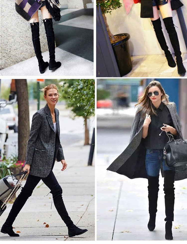 2018 mới qua giày cao đến đầu gối của nữ chelsea boot nữ