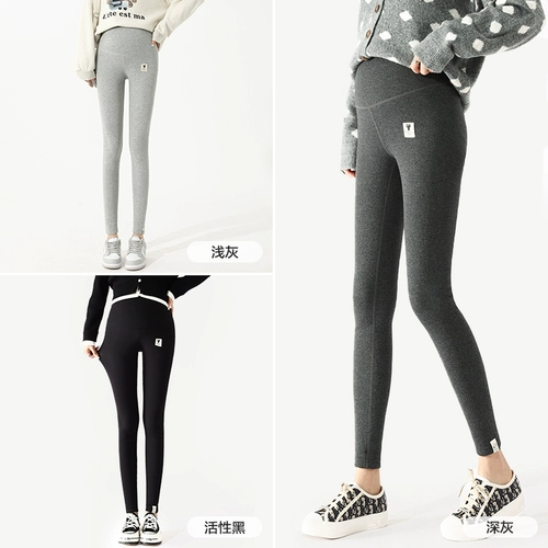 Утепленные леггинсы для беременных, осенние весенние штаны с поддержкой живота, большой размер