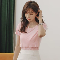 Розовый топ с чашечками, короткий рукав