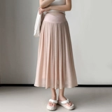 Летняя тонкая юбка в складку, длинная юбка с поддержкой живота для беременных, летняя одежда, А-силуэт