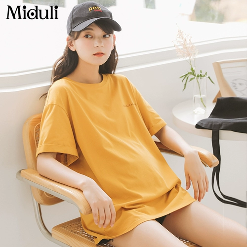 Летняя одежда для беременных, хлопковая базовая приятная телу футболка с коротким рукавом, оверсайз