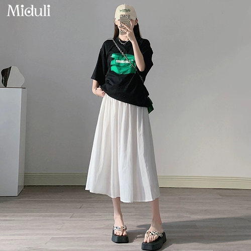 米度丽 Летняя юбка в складку с поддержкой живота, мини-юбка, длинная юбка для беременных, летняя одежда, средней длины