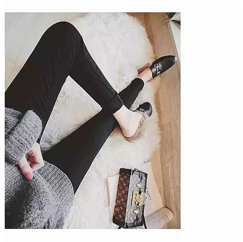 Quần legging bà bầu cộng với nhung chín điểm nâng bụng quần mùa xuân và mùa thu mỏng 2018 mới mặc chân quần mùa thu đông quần bầu ống rộng