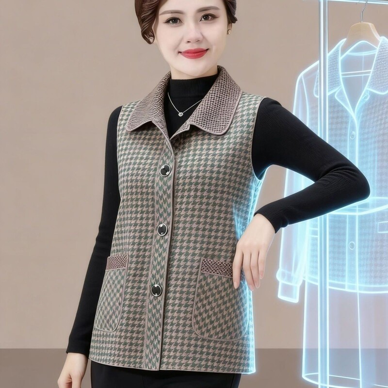 2026 Autumn and Winter New Fashion Plaid Vest Women's Thin Casual Versatile Top Vest