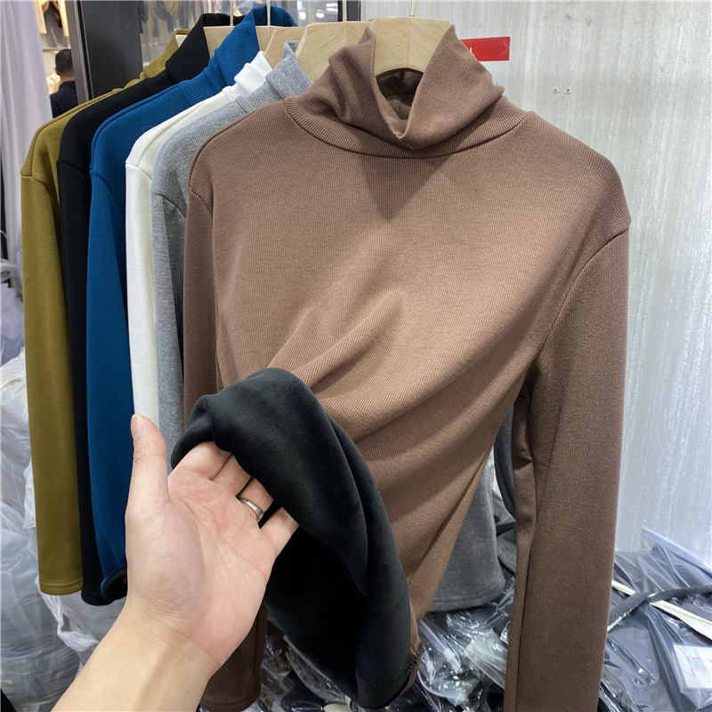 Official picture real price baby cashmere thickened 2021 spring dress slim and warm long sleeve high collar top