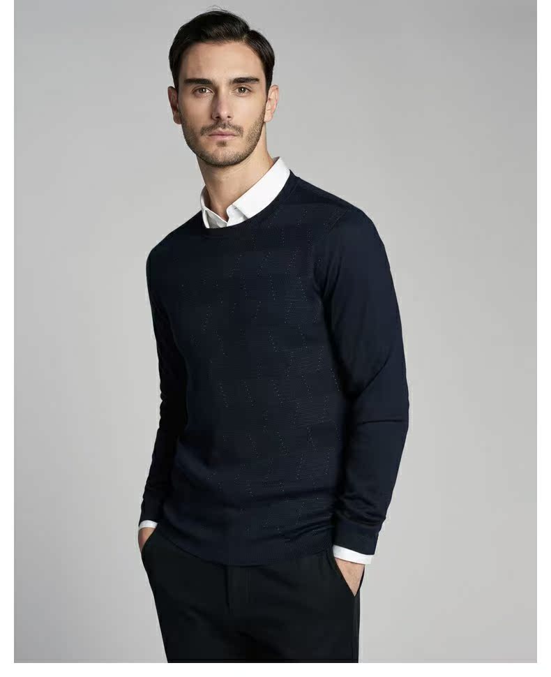 Áo len nam Jinba 2019 cho nam thời trang mới lụa sáng lấp lánh áo len cổ tròn BYEV3352 - Áo len sweater nam