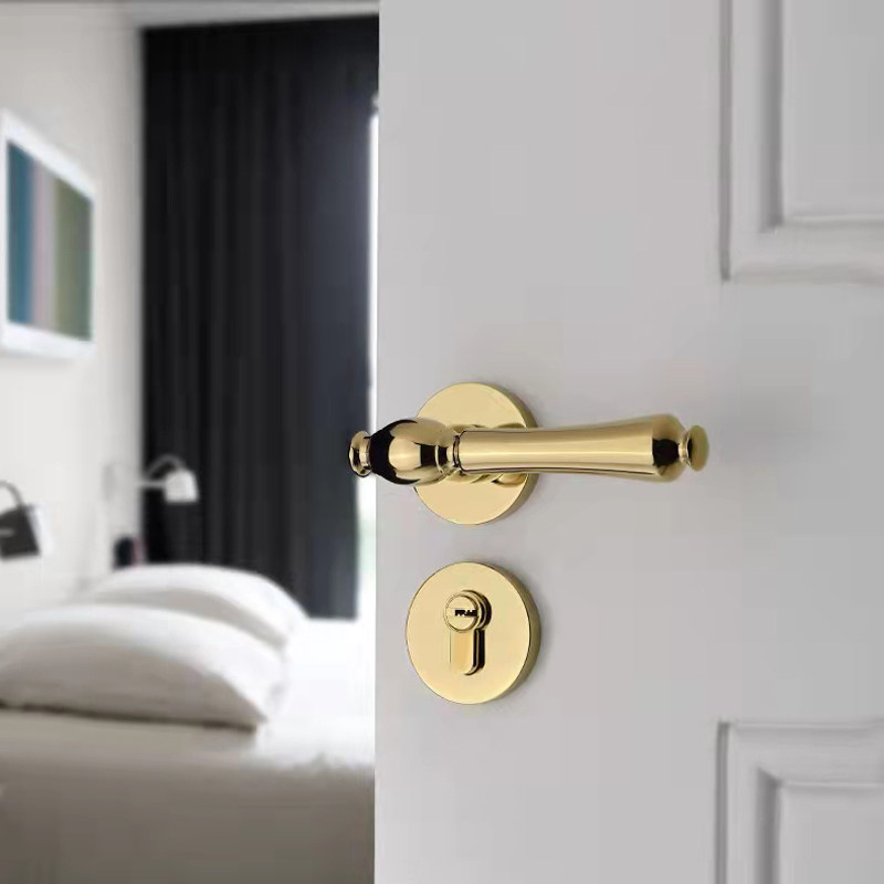 Golden light luxury lock room bedroom wooden door silence two piece lock household lock door lock door lock handle