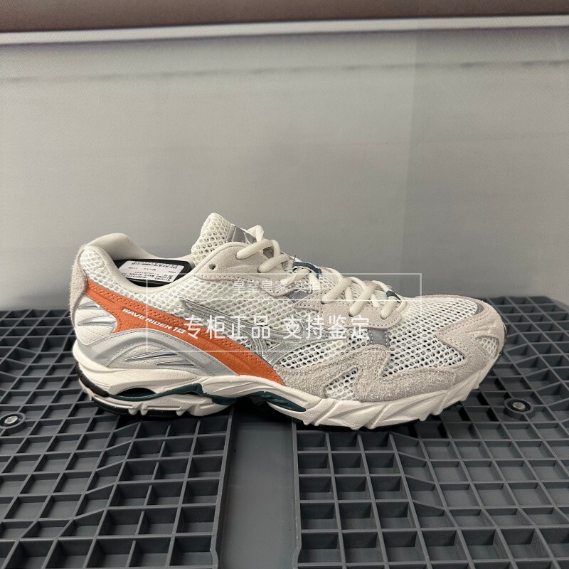 Mizuno/Mizunwave Rider 10 Casual Running Shoes for Men and Women, Same Style, Off-White D1Ga261101