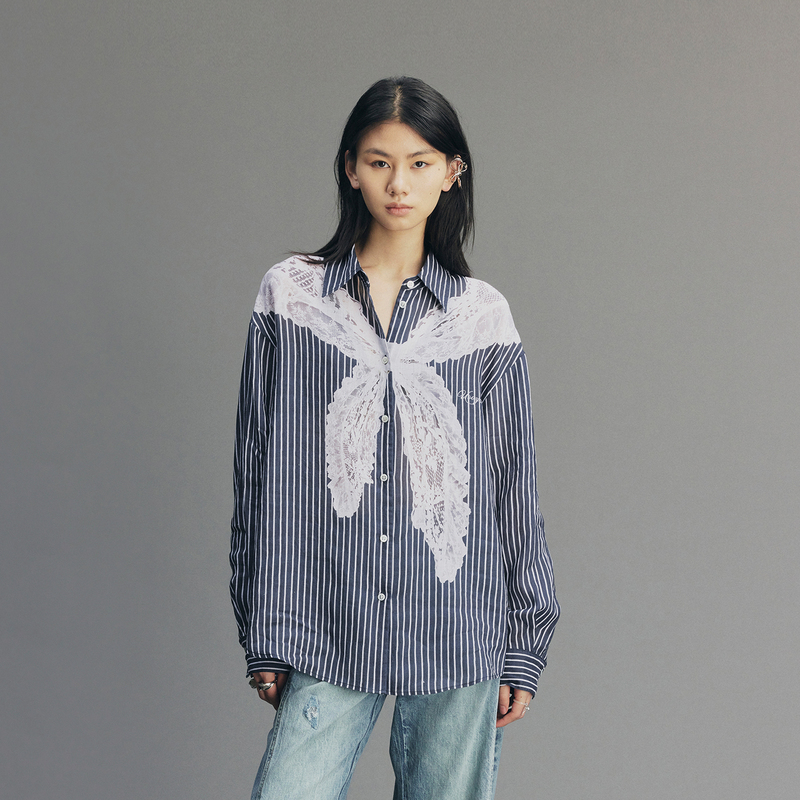 Uooyaa/Wu Ya 2026 Autumn New Collection'Earth Girl' Series Natural Linen Lace Print Shirt
