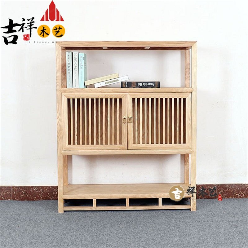 1 2 meters Chinese style dining cabinet low cabinet tea side cabinet solid wood tea room entrance cabinet storage storage cabinet paint-free ash wood