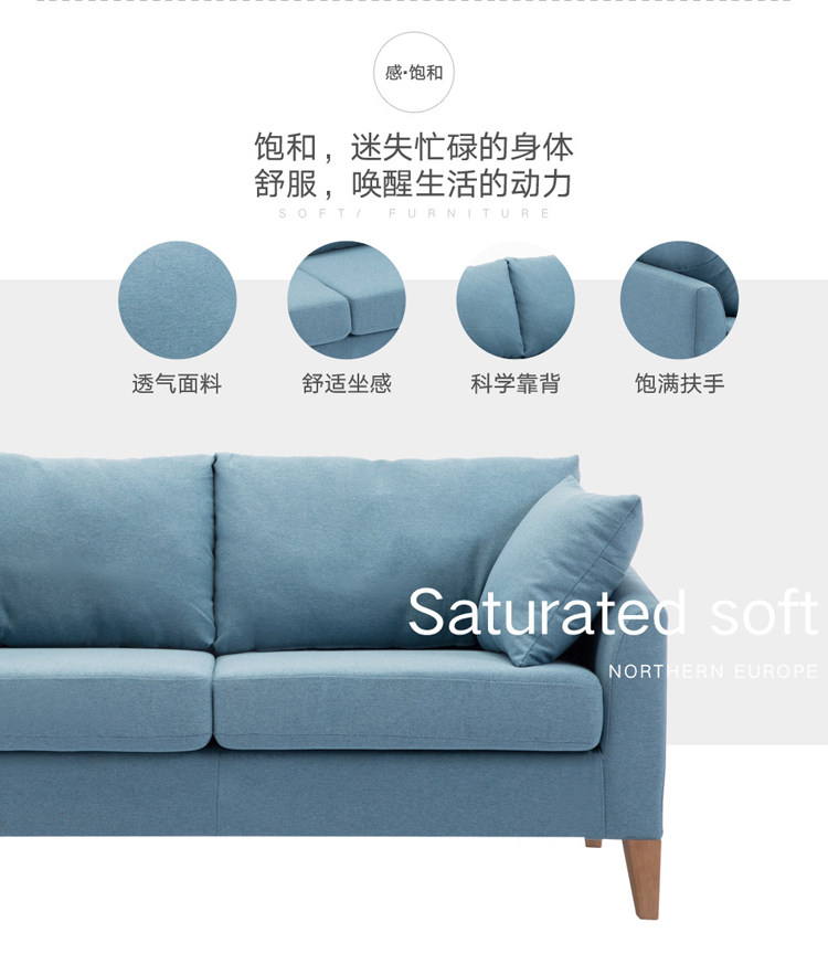 Nordic sofa vải rửa được căn hộ nhỏ bedroom apartment nhỏ gọn cho thuê cửa hàng hai đôi ba ghế sofa nhỏ - Ghế sô pha sofa mây