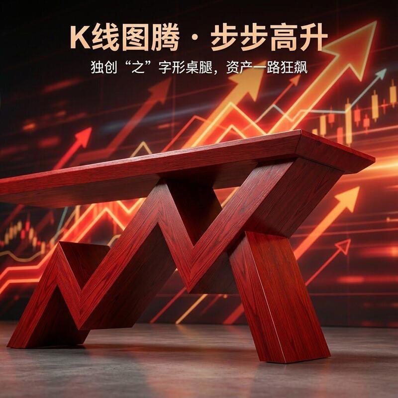 Stock Market Bull Market Trading Desk, White Wax Pure Solid Wood, Red Large Sunburst Computer Desk, Small Apartment Living Room Bedroom Desk