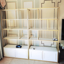 Nordic solid wood whole wall Net red bookcase display free storage shelf floor living room wall custom light luxury