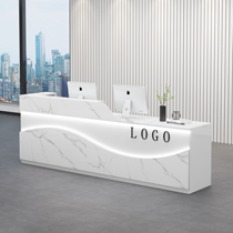 Glowing curved reception desk clothing milk tea shop beauty salon cashier simple modern company front desk bar counter