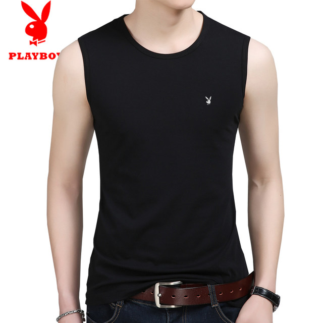 Playboy waistcoat vest ຜູ້ຊາຍ summer ຝ້າຍບໍລິສຸດຕະຫຼອດຄໍກິລາ hurdles ເສື້ອທີເຊີດ sleeveless ຜູ້ຊາຍຂອງ sweatshirt ອອກກໍາລັງກາຍສ່ວນບຸກຄົນ