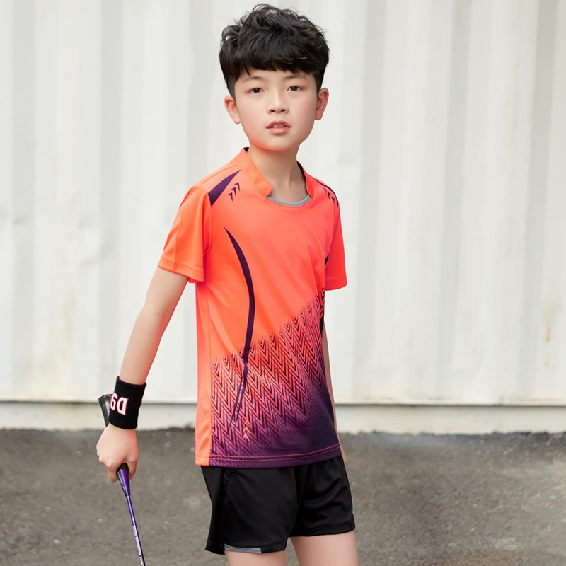 2022 new children's badminton suit kits for primary and secondary school students to wear the printed word speed dry ping-pong sportswear