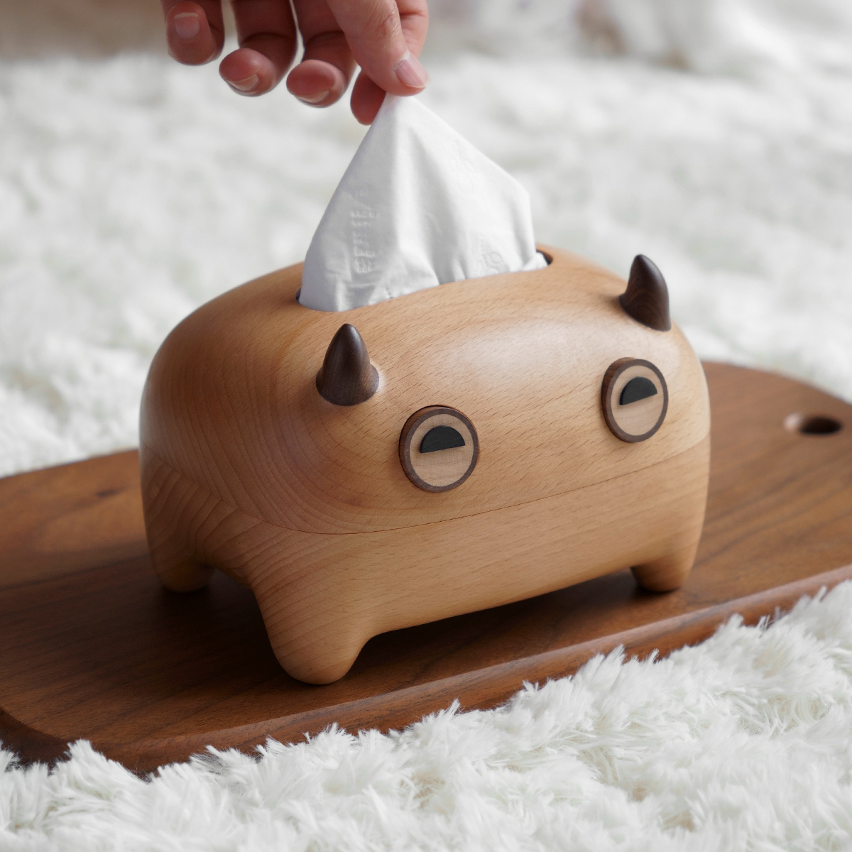 Small Magic King Tissue Box Solid Wood Minima Nordic Toilet Paper Box New Chinese Creativity Cute Light Luxury Modern Cute Original