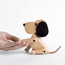 Puppy Nordic ins wooden craft animal vibrato toy creative decoration Dog year Zodiac gift puppet pendulum