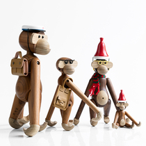 Friends have a Danish monkey solid wood decoration designer Nordic home decoration pendant Zodiac creative gift