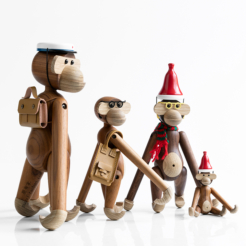 Danish Monkey Wooden Figurine Ornament Nordic Entryway Soft Decoration Hanging Piece Creative High-Value Gift