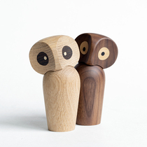 Owl white oak puppet ins Nordic style wooden home decoration designer crafts decoration gifts