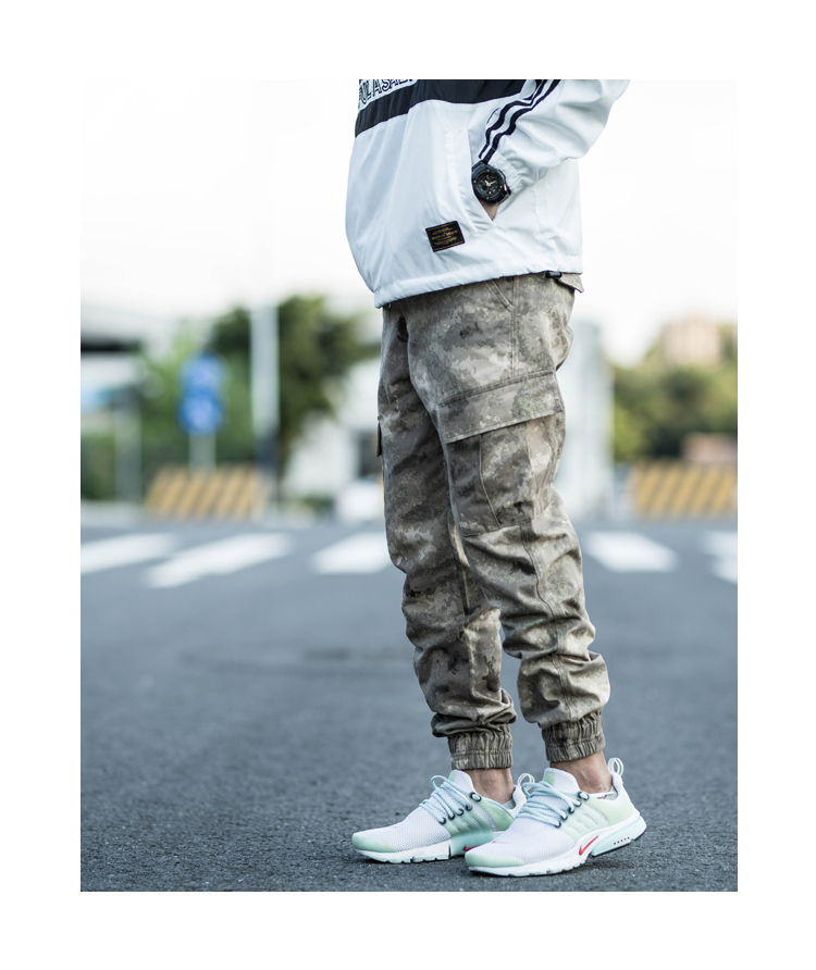 Yu Wenle quần nam hip hop ngụy trang quần dụng cụ phiên bản Hàn Quốc của xu hướng chân nhỏ buông lơi chân váy Harlan giản dị quần tây