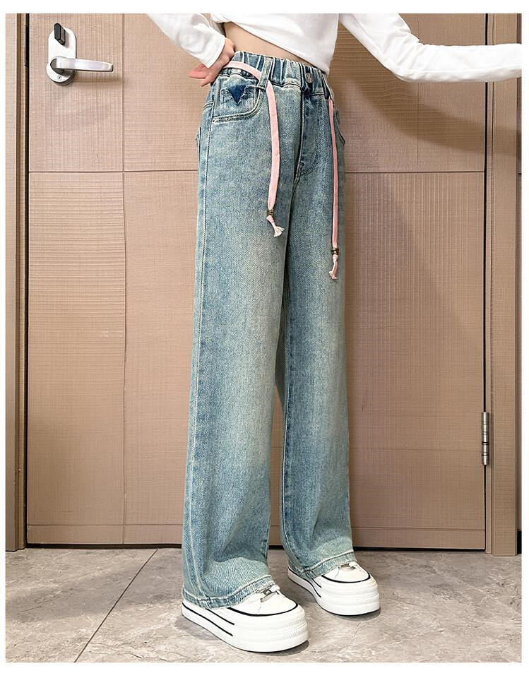 Джинсы детские 女童牛仔阔腿裤春秋2026新款女孩宽松裤子女中大童春季时尚直筒裤 Other