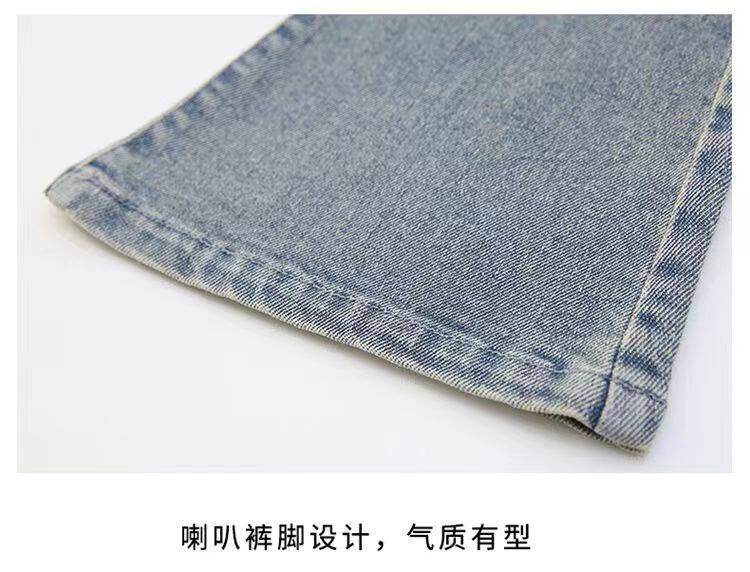 Джинсы детские 女童喇叭裤秋冬新款儿童加绒牛仔裤韩版洋气中大童时尚显瘦微喇裤