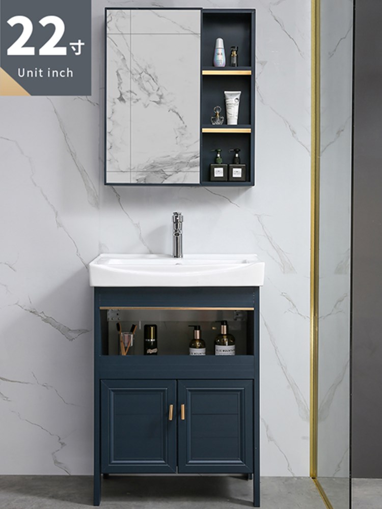 Simple column basin One-piece floor-standing mini wash basin Powder room wash basin Small balcony basin cabinet combination