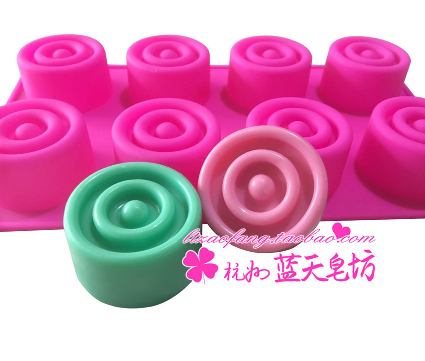 xj252 Silicone Cake Mould Hand Soap Mould Eight-connected round hole Fruit Building Mould be available to oven microwave