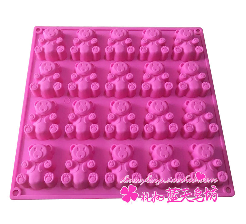 xj010 Silicone 20 Bears Silicone Cake Mold Biscuit Mold Handmade Soap Mold